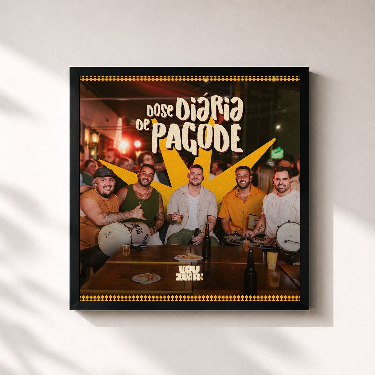 #noir Tableau carré de l'album Dose Diária de Pagode de Vou Zuar, cadre noir 32x32 cm