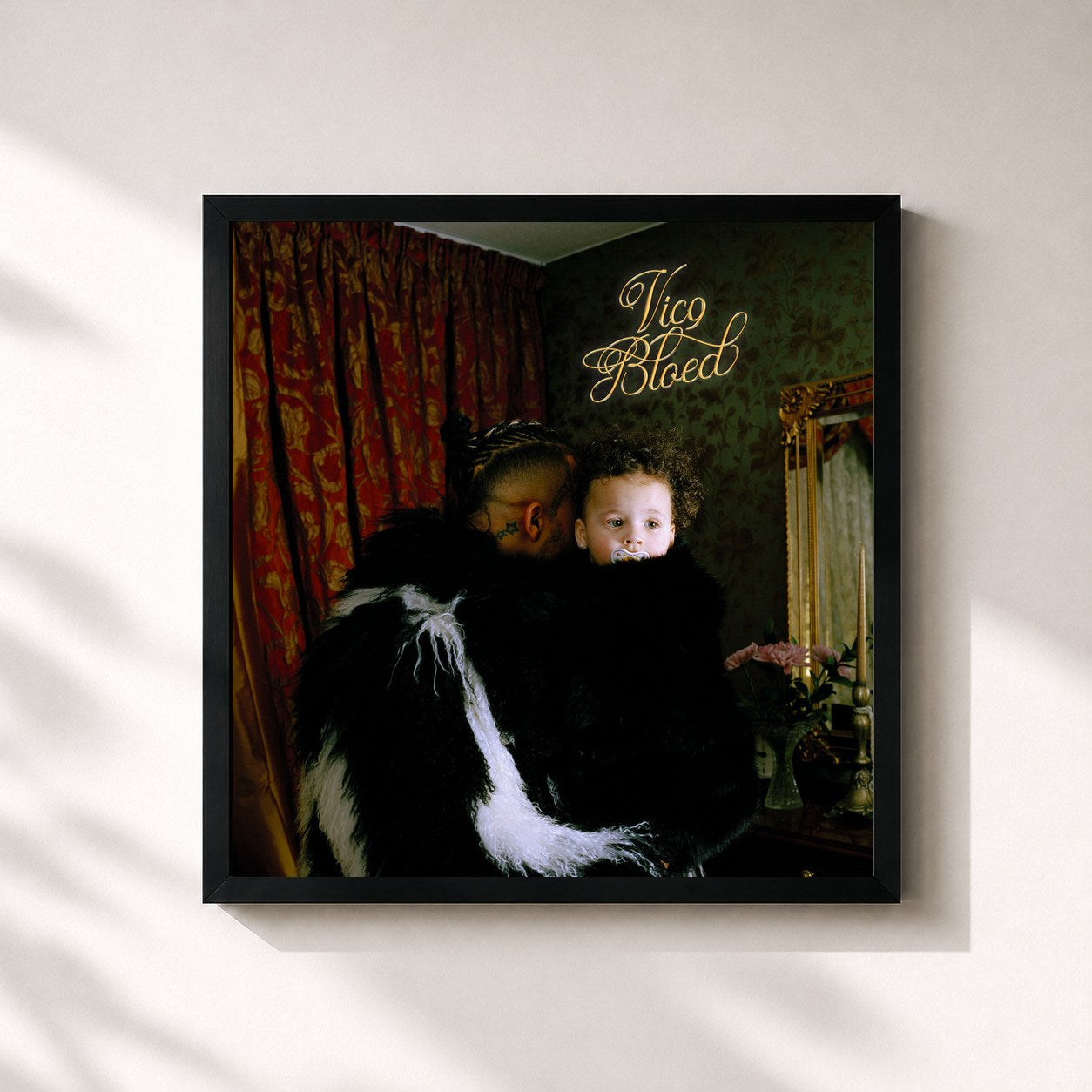 #noir Tableau carré de l'album Bloed de Vic9, cadre noir 32x32 cm