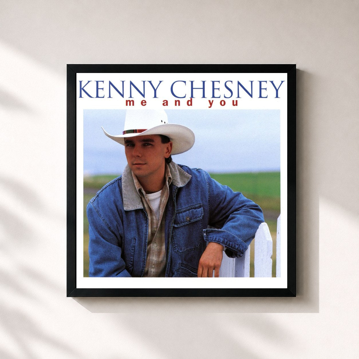 #noir Tableau carré de l'album Me And You de Kenny Chesney, cadre noir 32x32 cm