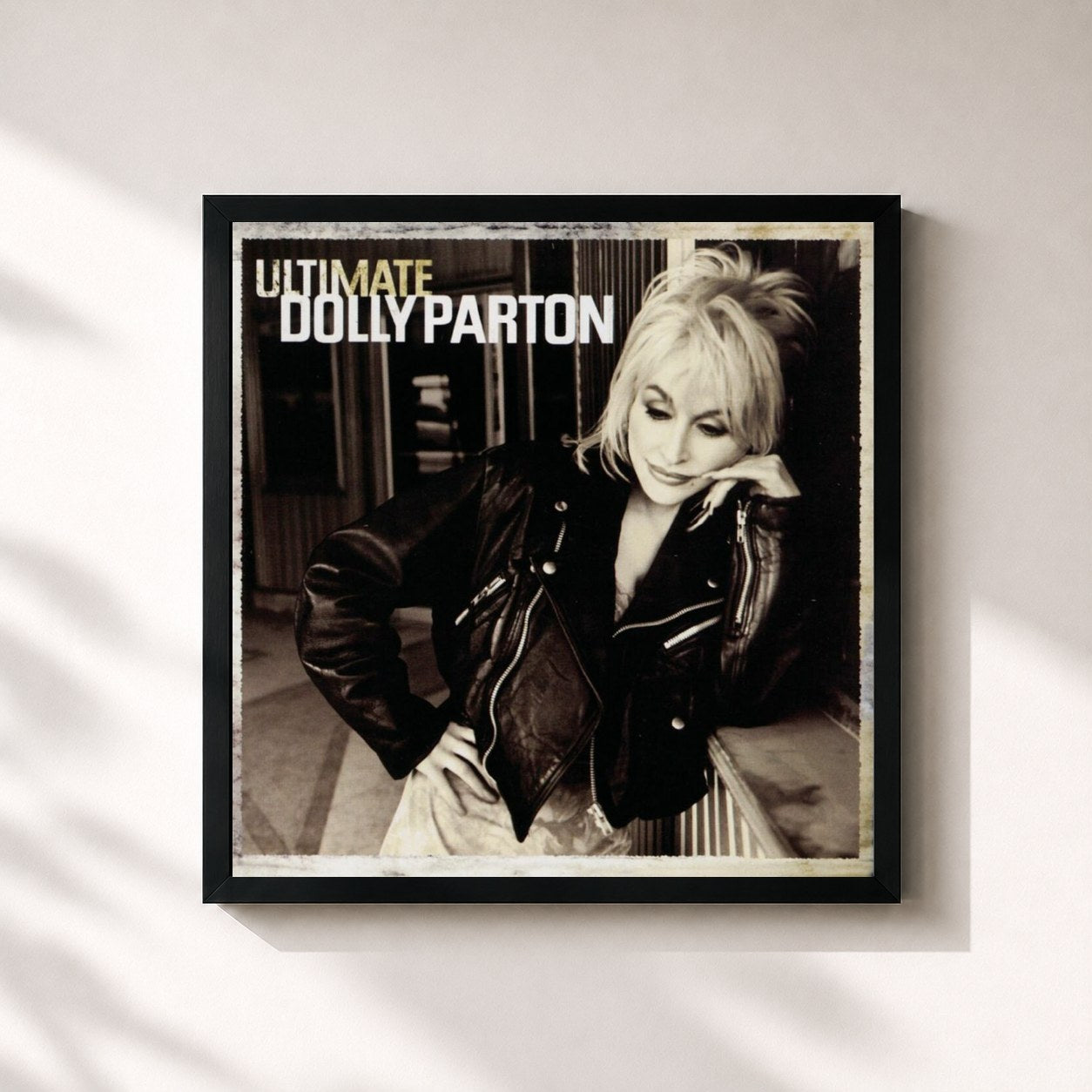 #noir Tableau carré de l'album Ultimate Dolly Parton de Dolly Parton, cadre noir 32x32 cm