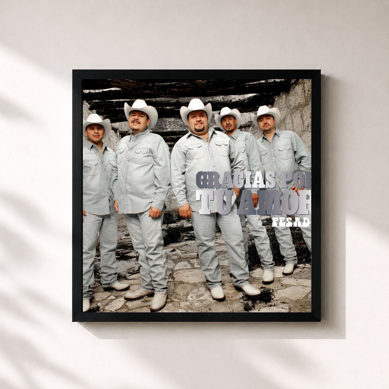 #noir Tableau carré de l'album Gracias por tu amor de Pesado, cadre noir 32x32 cm