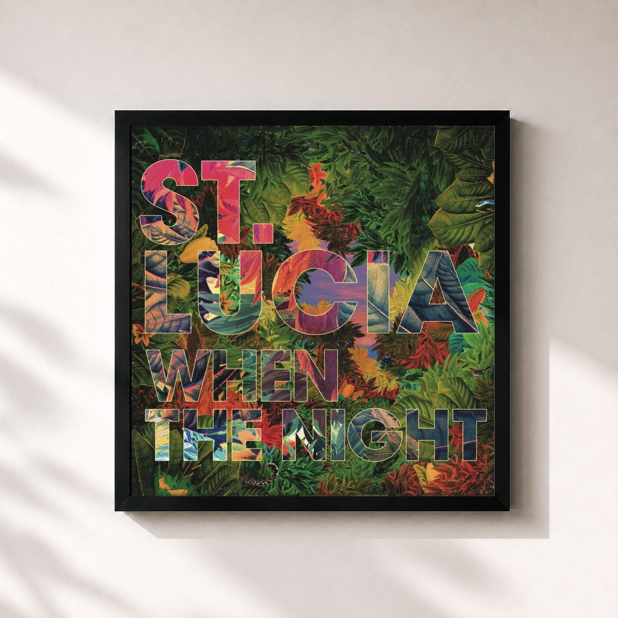 #noir Tableau carré de l'album When The Night (Deluxe) de St. Lucia, cadre noir 32x32 cm