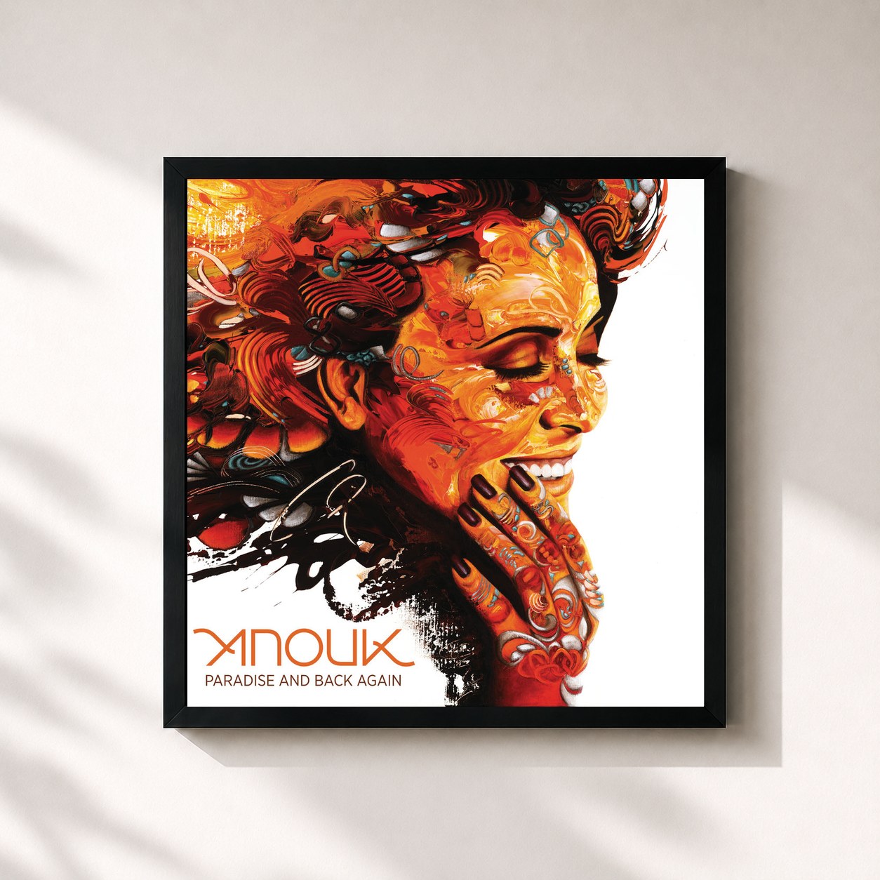 #noir Tableau carré de l'album Paradise And Back Again de Anouk, cadre noir 32x32 cm
