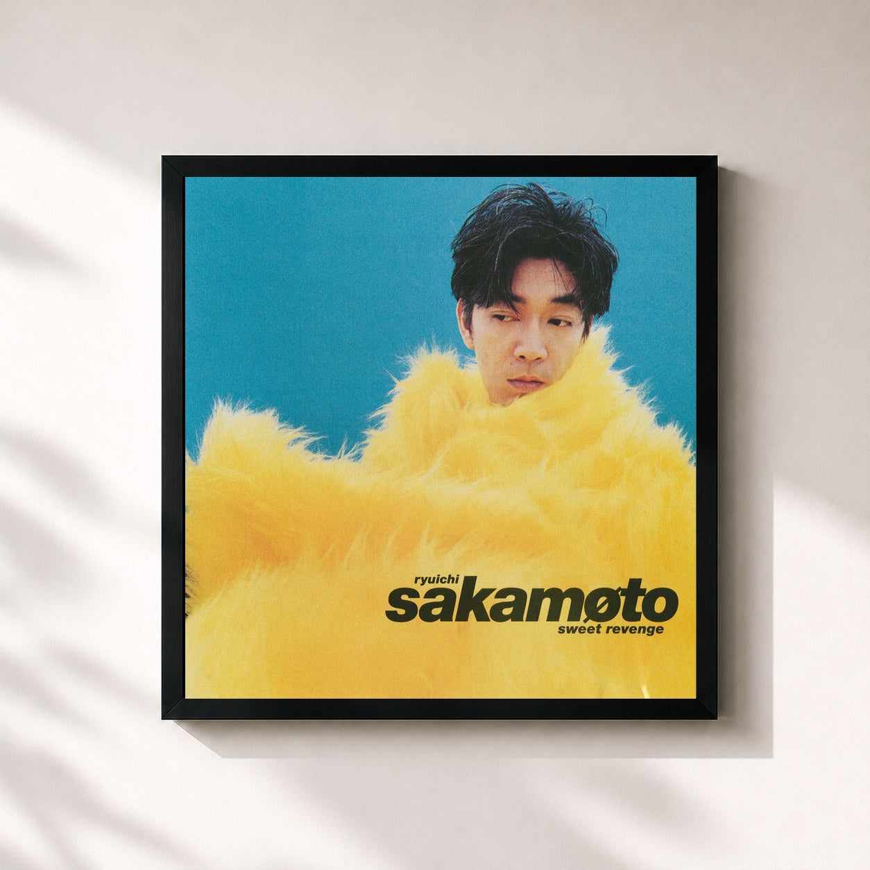 #noir Tableau carré de l'album Sweet Revenge de Ryuichi Sakamoto, cadre noir 32x32 cm