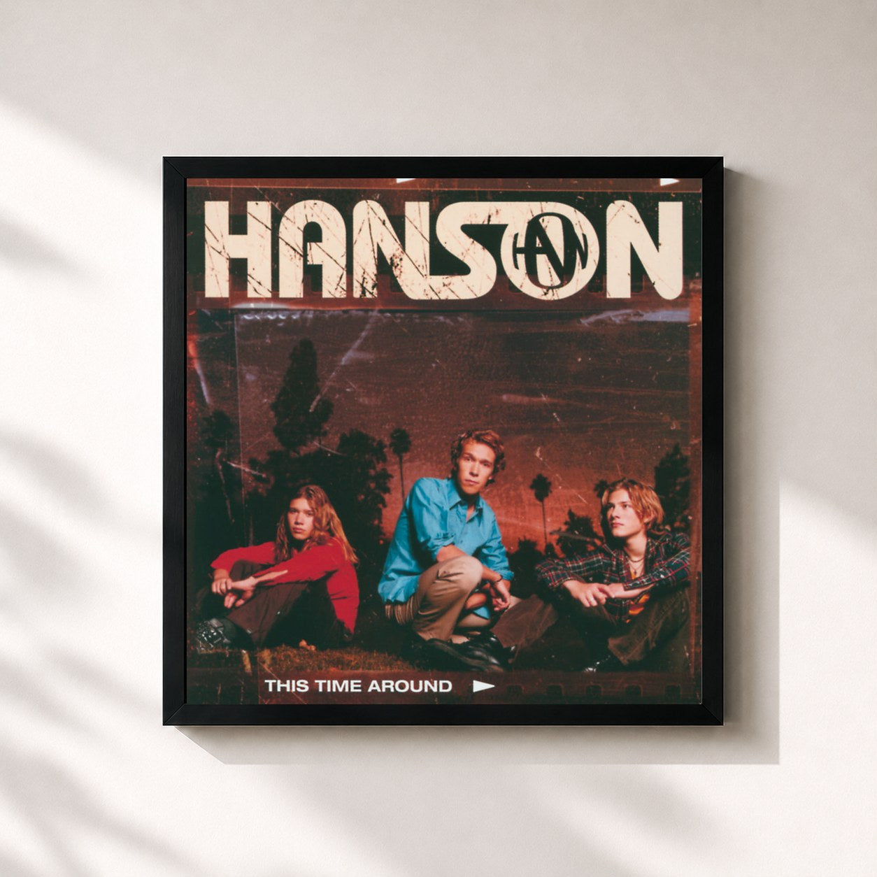 #noir Tableau carré de l'album This Time Around de Hanson, cadre noir 32x32 cm