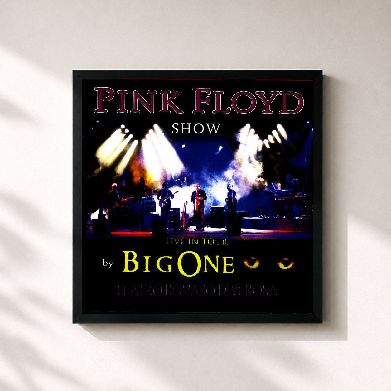#noir Tableau carré de l'album Pink Floyd Show de Big One, cadre noir 32x32 cm
