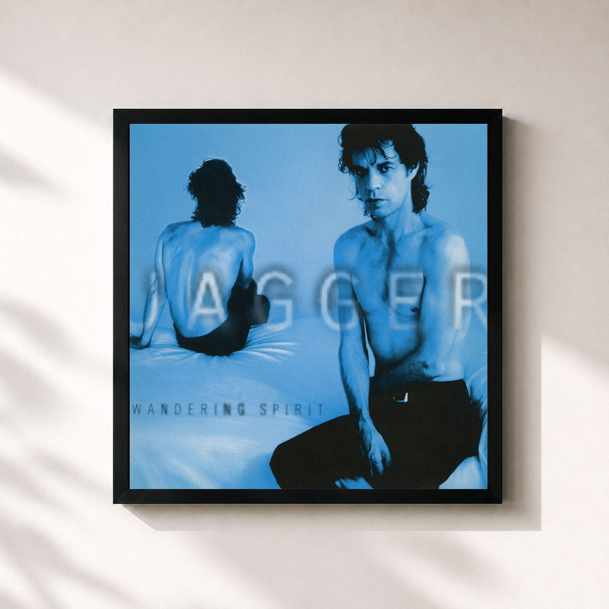 #noir Tableau carré de l'album Wandering Spirit de Mick Jagger, cadre noir 32x32 cm