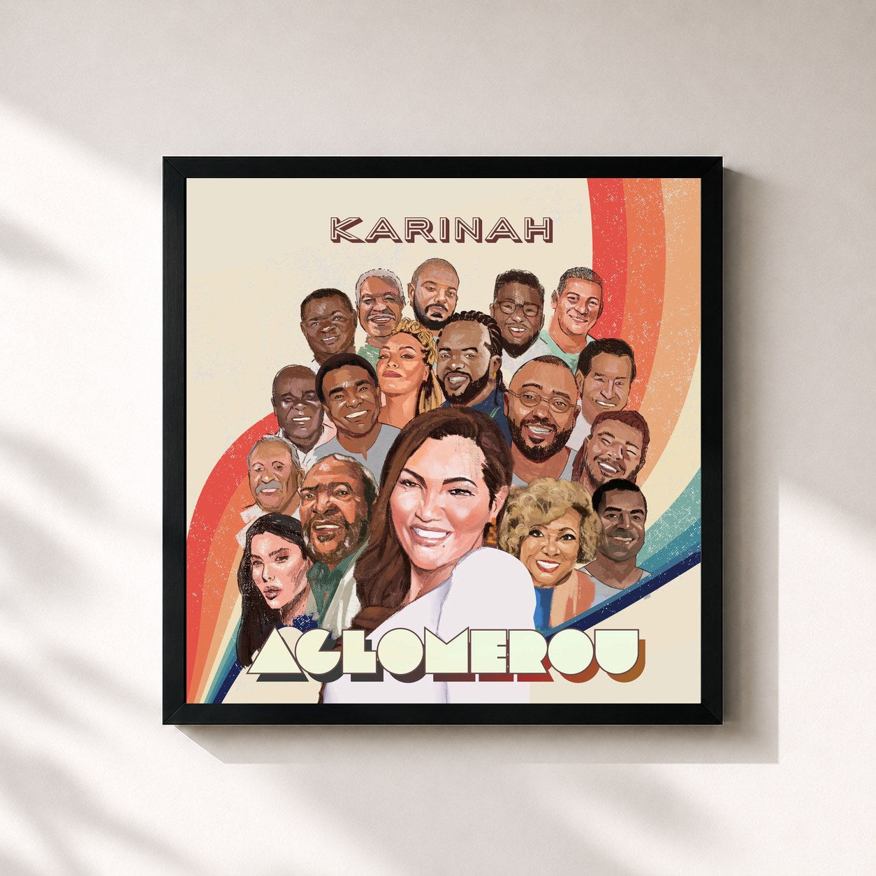 #noir Tableau carré de l'album Aglomerou de Karinah, cadre noir 32x32 cm