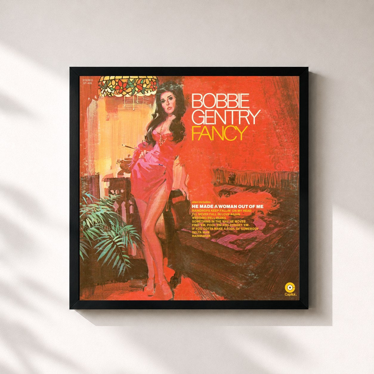 #noir Tableau carré de l'album Fancy de Bobbie Gentry, cadre noir 32x32 cm