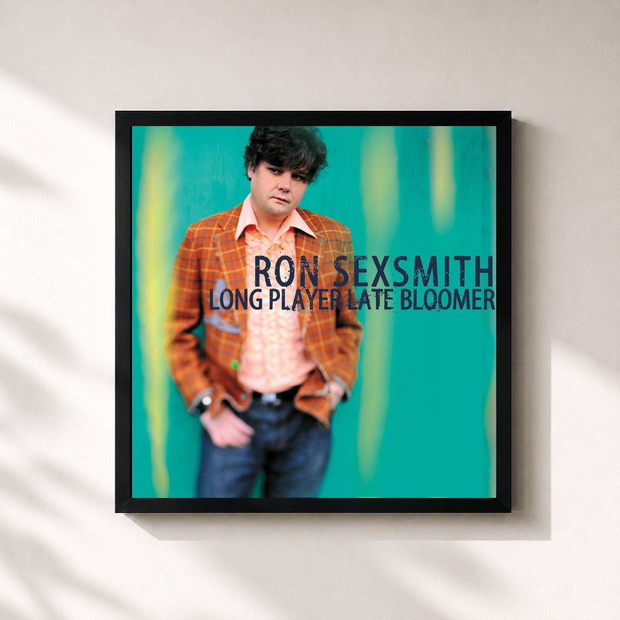 #noir Tableau carré de l'album Long Player Late Bloomer de Ron Sexsmith, cadre noir 32x32 cm