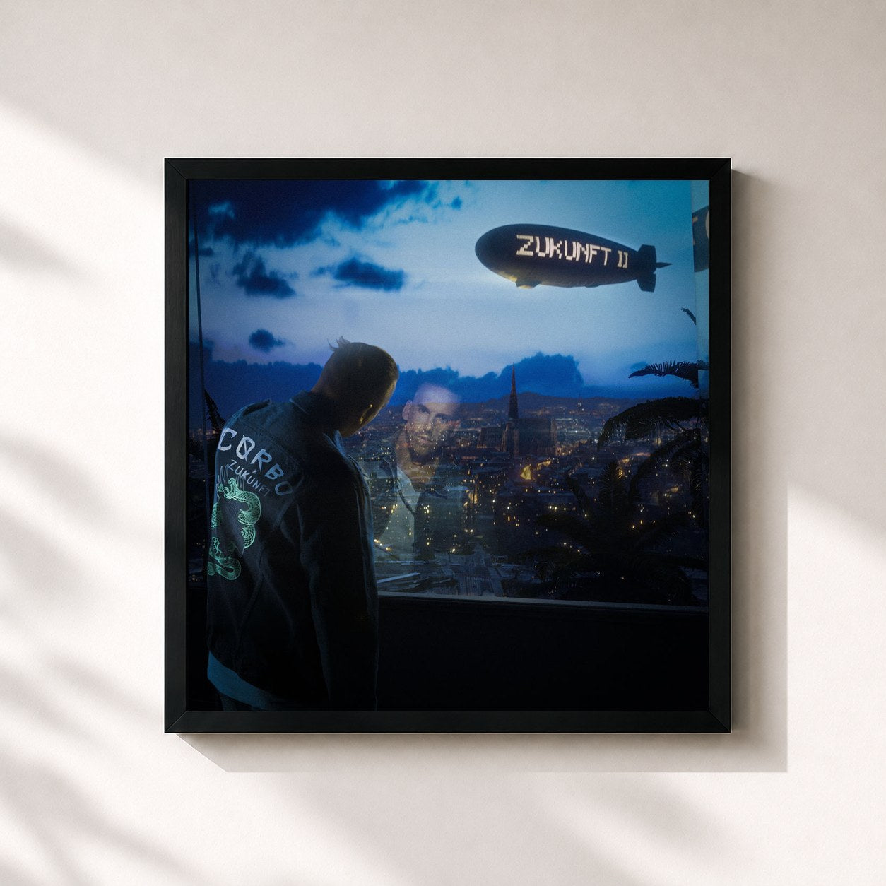 #noir Tableau carré de l'album Zukunft 1 & 2 de RAF Camora, cadre noir 32x32 cm