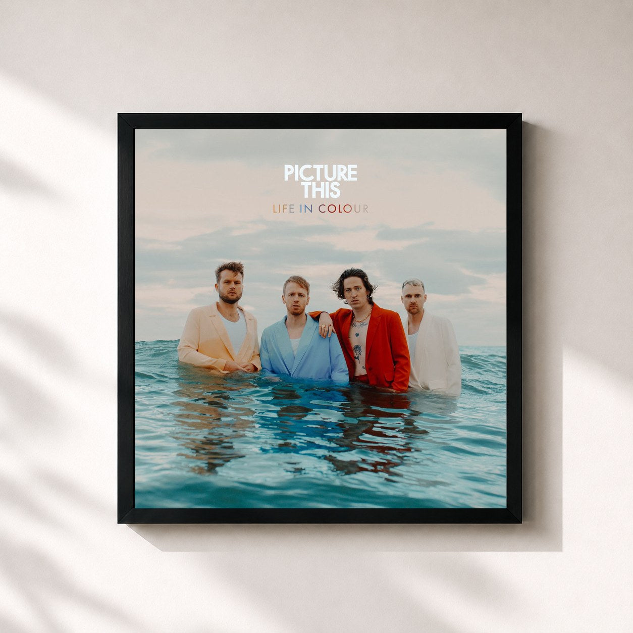 #noir Tableau carré de l'album Life In Colour de Picture This, cadre noir 32x32 cm