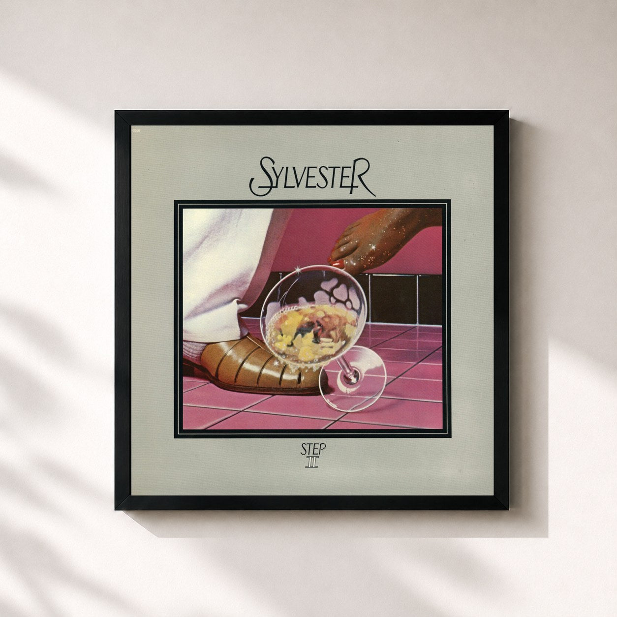 #noir Tableau carré de l'album Step II de Sylvester, cadre noir 32x32 cm
