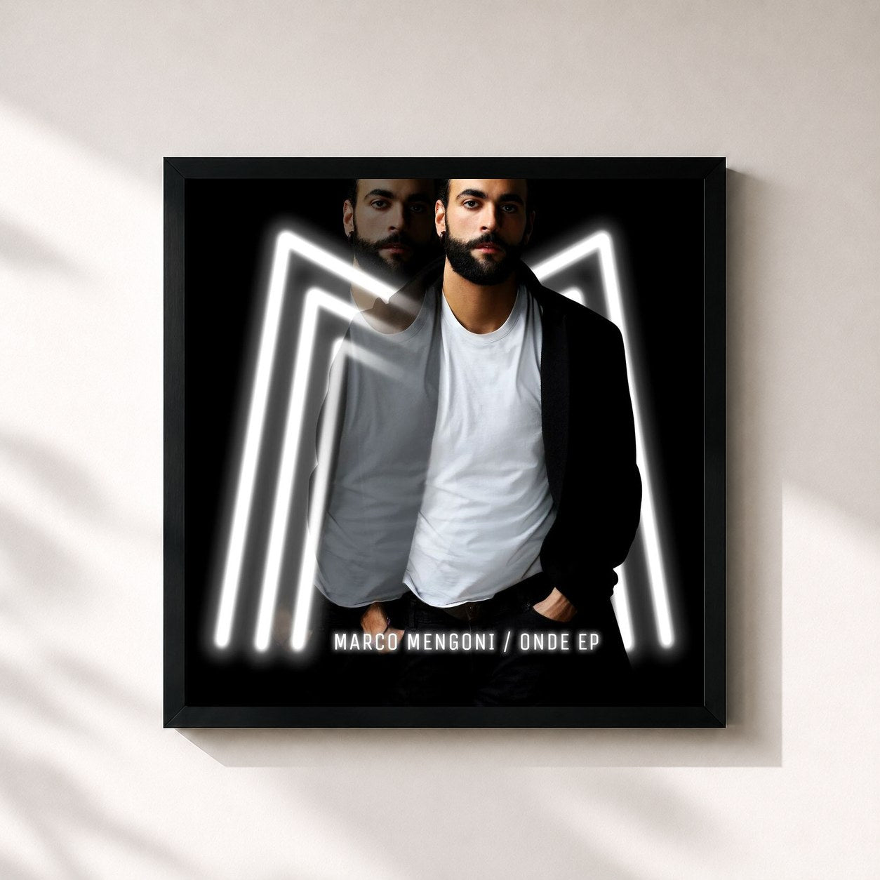 #noir Tableau carré de l'album Onde EP de Marco Mengoni, cadre noir 32x32 cm
