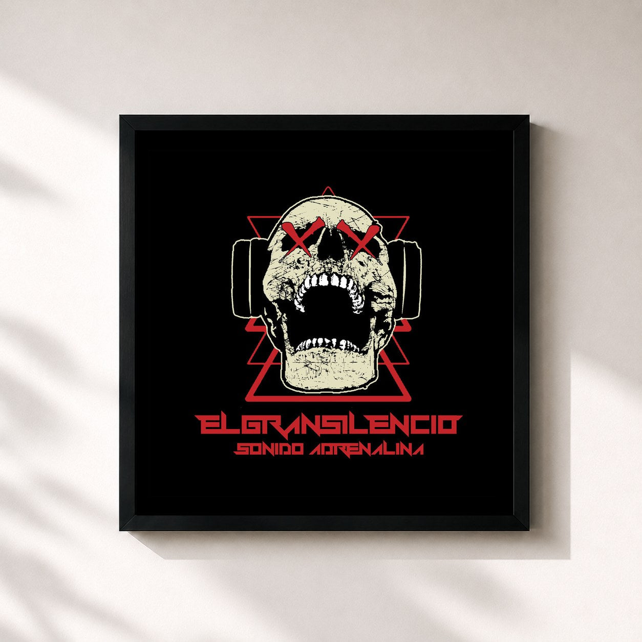 #noir Tableau carré de l'album Sonido Adrenalina de El Gran Silencio, cadre noir 32x32 cm