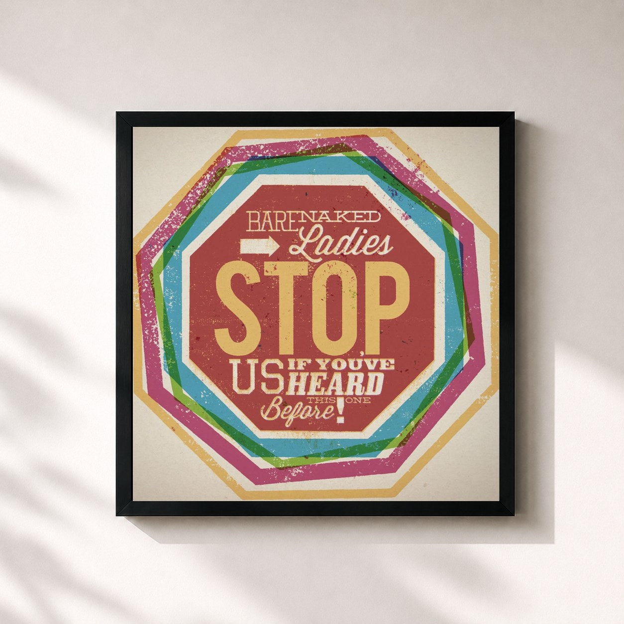 #noir Tableau carré de l'album Stop Us If You've Heard This One Before! de Barenaked Ladies, cadre noir 32x32 cm