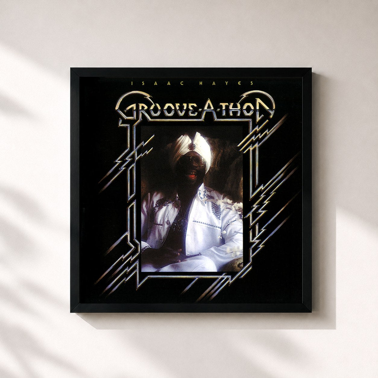 #noir Tableau carré de l'album Groove-A-Thon de Isaac Hayes, cadre noir 32x32 cm