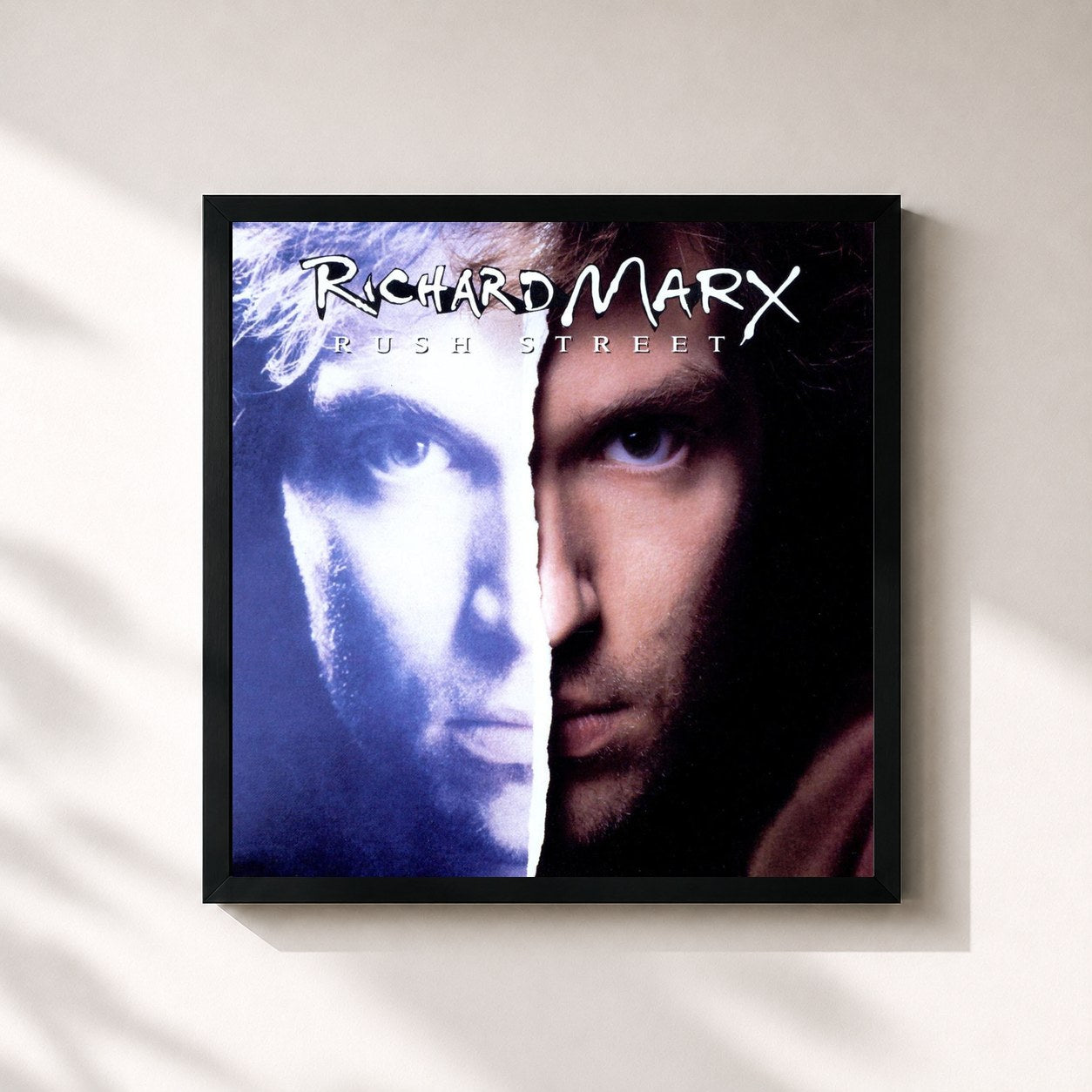 #noir Tableau carré de l'album Rush Street de Richard Marx, cadre noir 32x32 cm