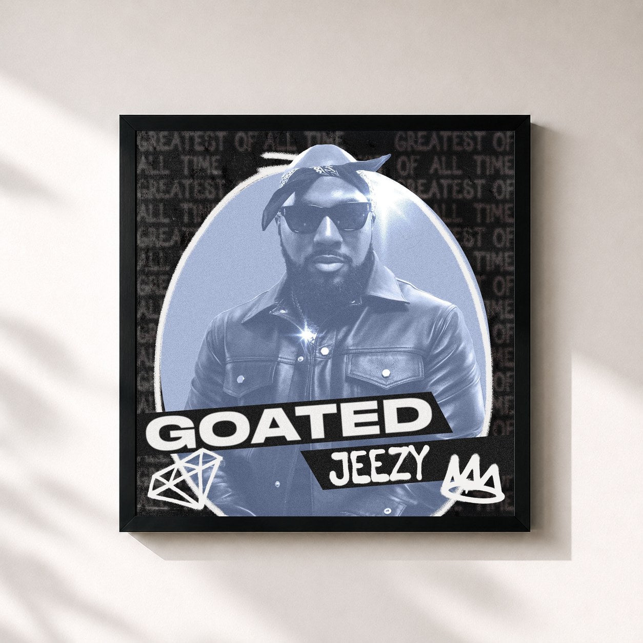 #noir Tableau carré de l'album GOATED: Jeezy de Jeezy, cadre noir 32x32 cm