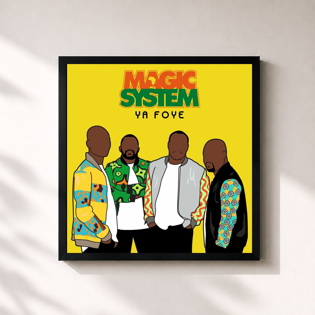 #noir Tableau carré de l'album Ya Foye de Magic System, cadre noir 32x32 cm