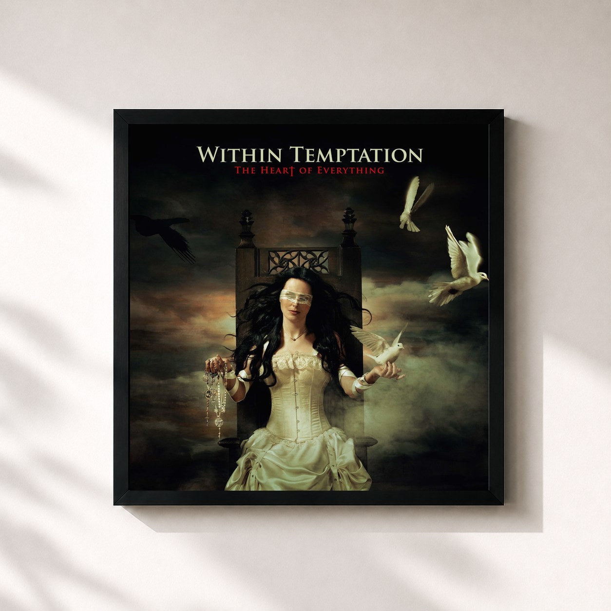 #noir Tableau carré de l'album The Heart Of Everything de Within Temptation, cadre noir 32x32 cm
