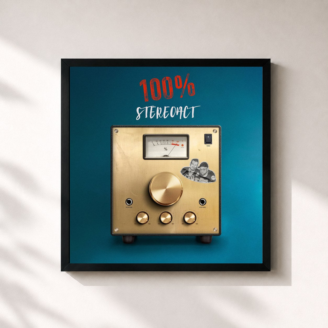 #noir Tableau carré de l'album 100% de Stereoact, cadre noir 32x32 cm