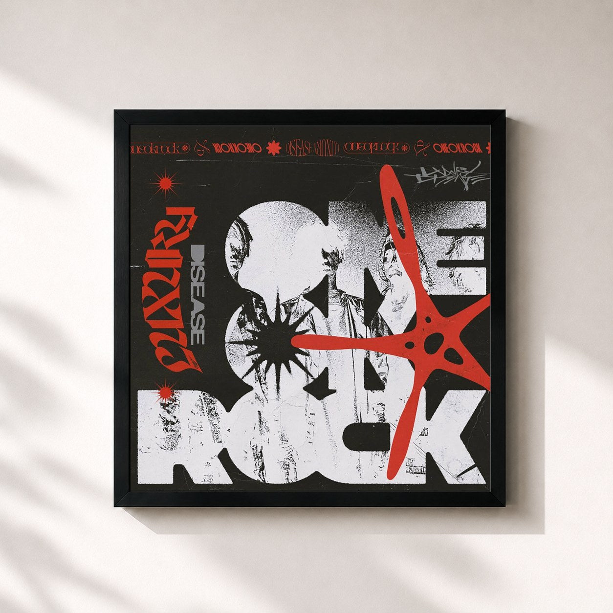 #noir Tableau carré de l'album Luxury Disease de ONE OK ROCK, cadre noir 32x32 cm