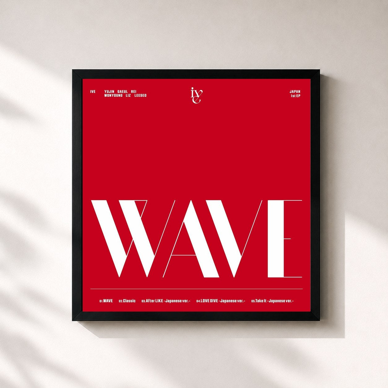 #noir Tableau carré de l'album WAVE de IVE, cadre noir 32x32 cm