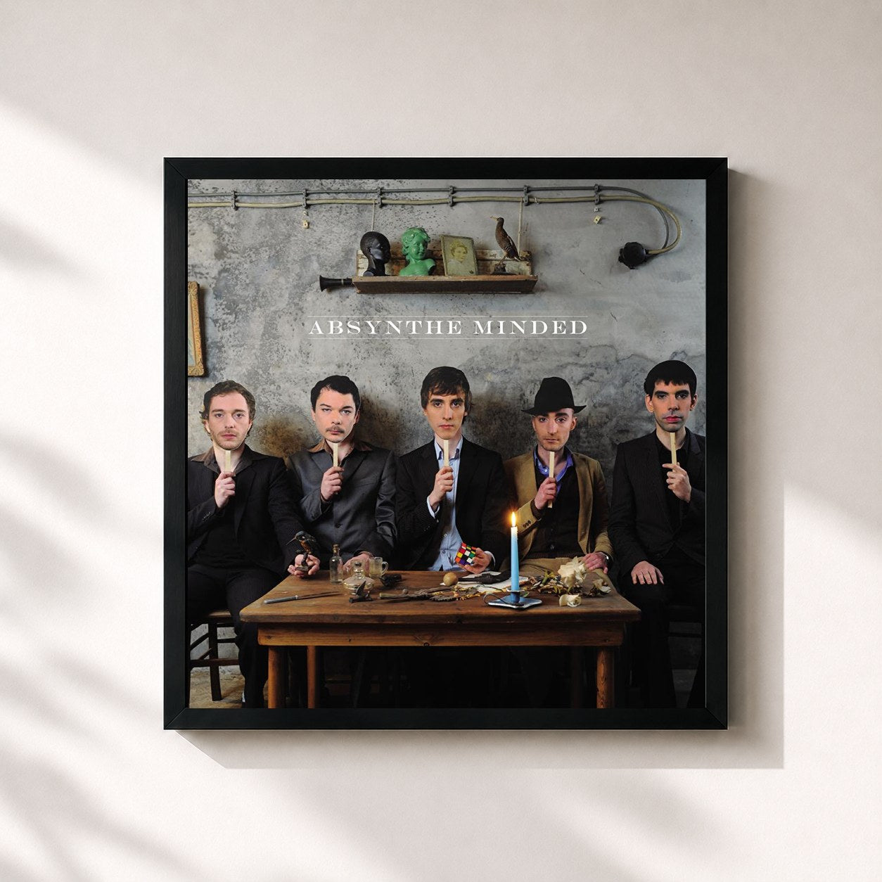 #noir Tableau carré de l'album Absynthe Minded de Absynthe Minded, cadre noir 32x32 cm