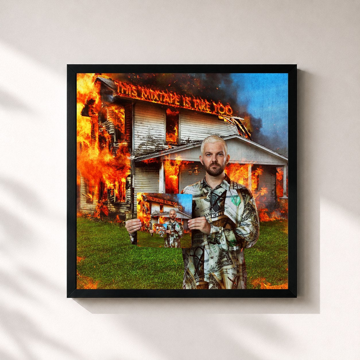 #noir Tableau carré de l'album This Mixtape is Fire TOO de Dillon Francis, cadre noir 32x32 cm