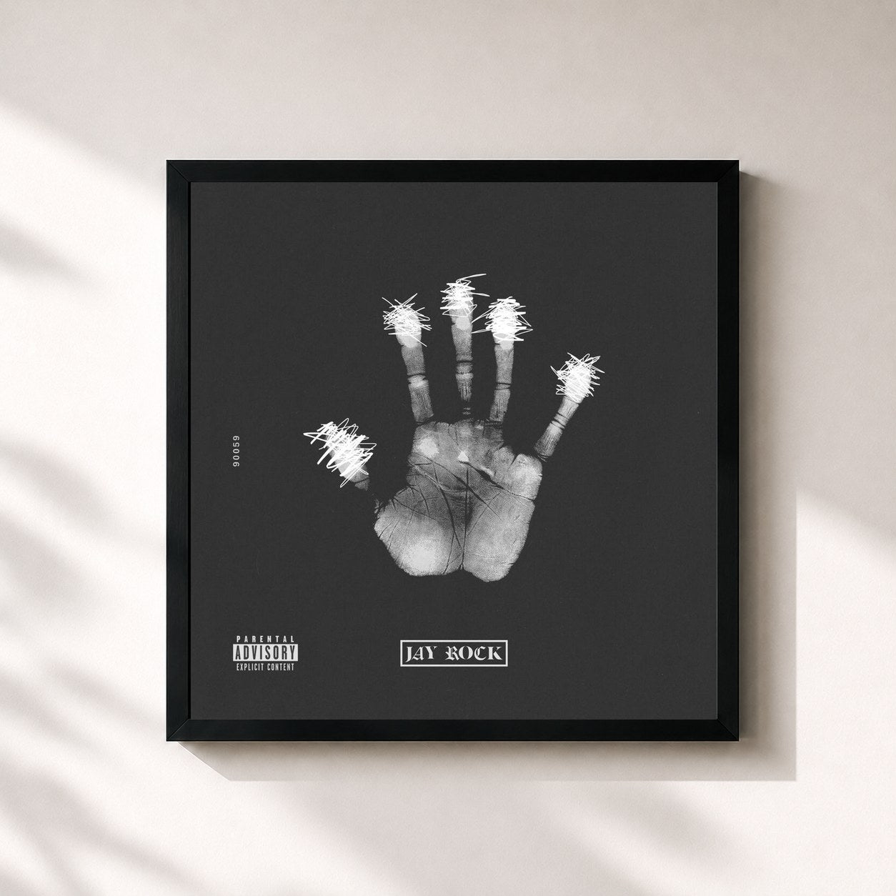 #noir Tableau carré de l'album 90059 de Jay Rock, cadre noir 32x32 cm
