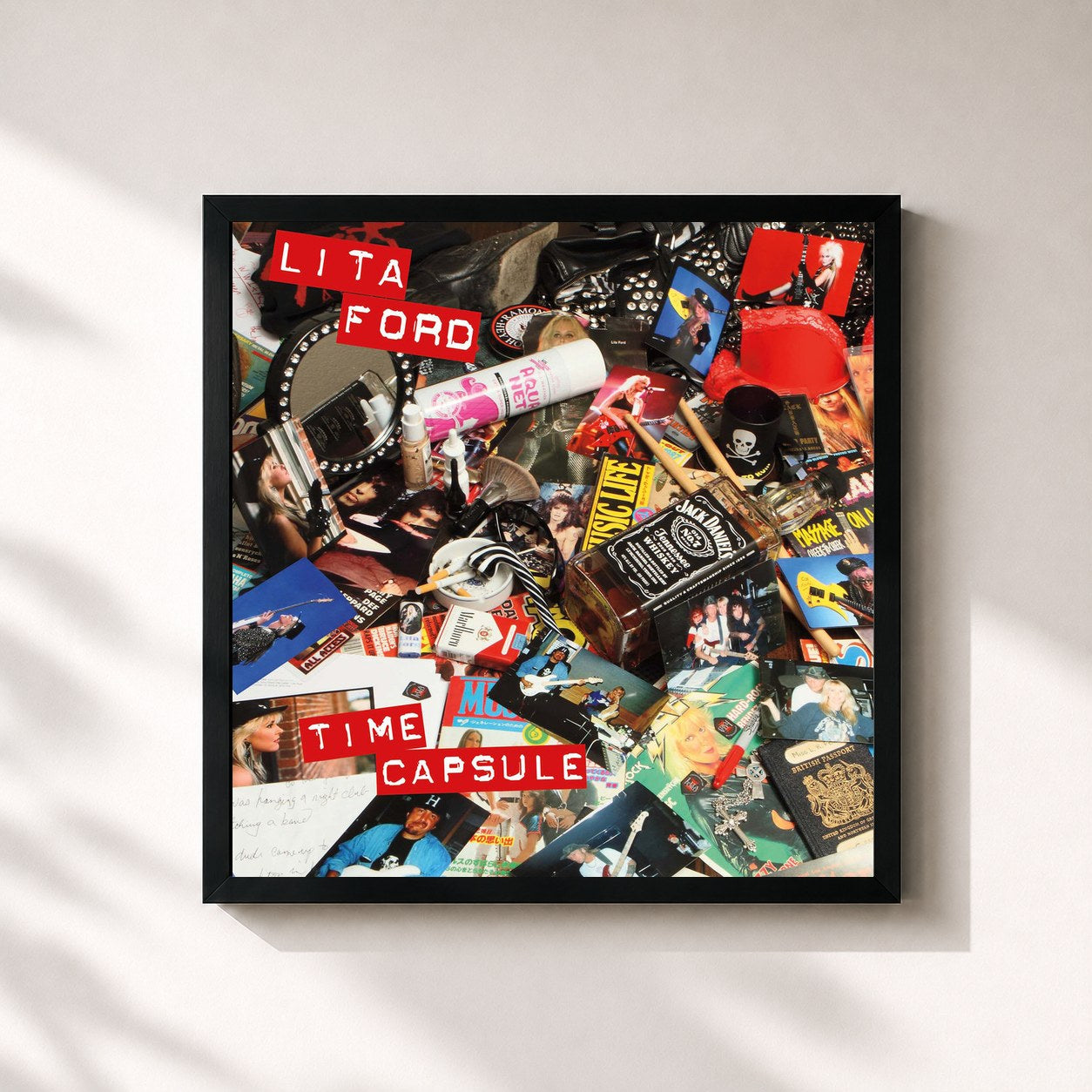 #noir Tableau carré de l'album Time Capsule de Lita Ford, cadre noir 32x32 cm