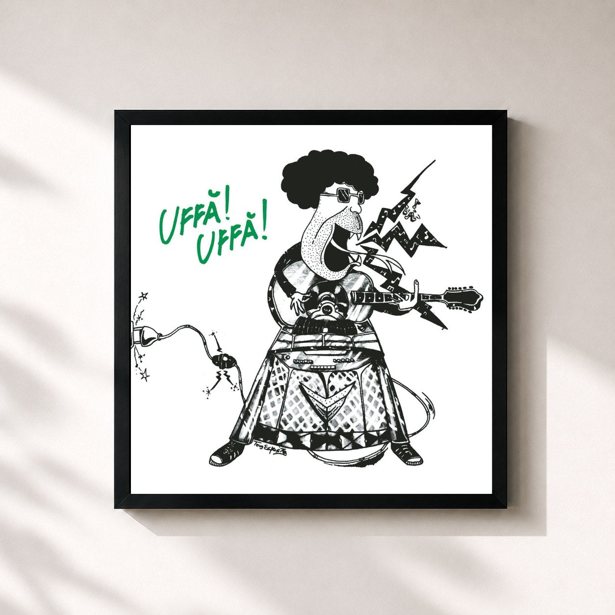 #noir Tableau carré de l'album Uffa'!Uffa'! de Edoardo Bennato, cadre noir 32x32 cm
