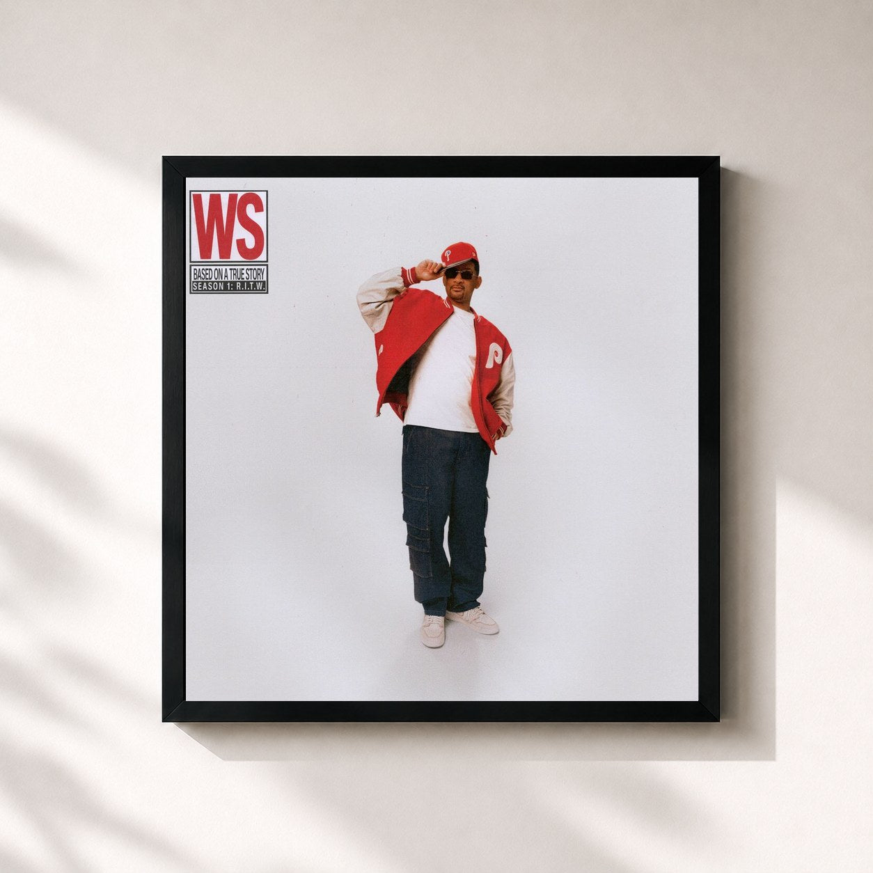 #noir Tableau carré de l'album Based on a True Story de Will Smith, cadre noir 32x32 cm