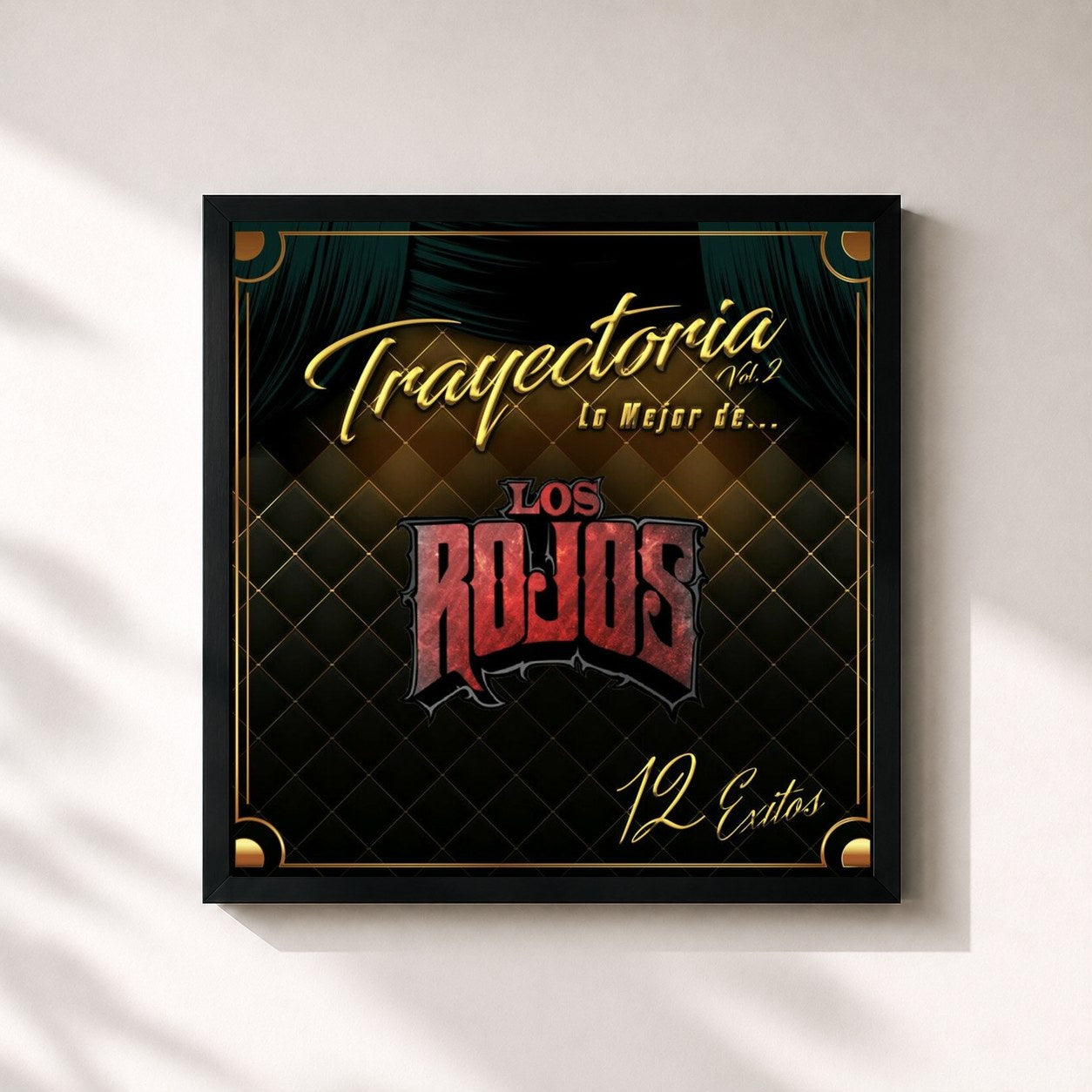 #noir Tableau carré de l'album Trayectoria Lo Mejor de... Vol. 2 de Los Rojos, cadre noir 32x32 cm