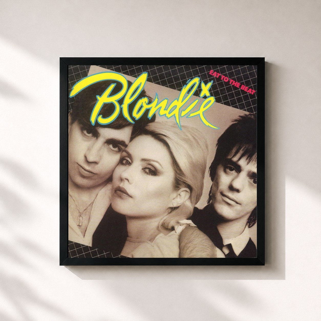 #noir Tableau carré de l'album Eat To The Beat de Blondie, cadre noir 32x32 cm