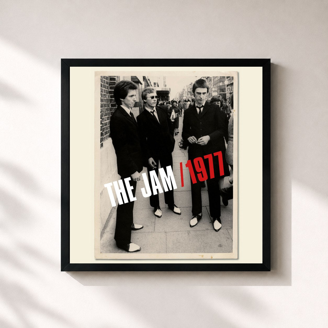 #noir Tableau carré de l'album 1977 de The Jam, cadre noir 32x32 cm