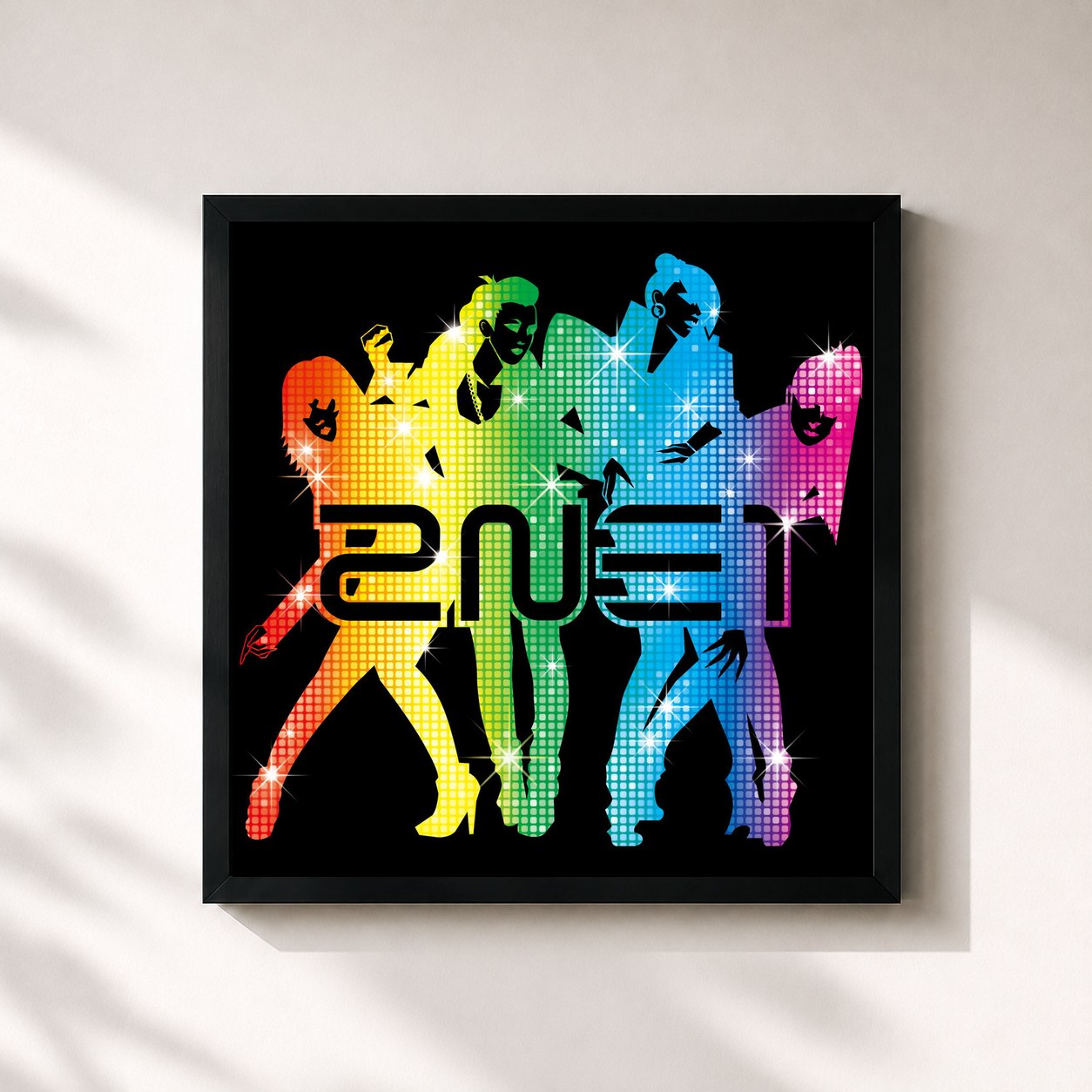 #noir Tableau carré de l'album WELCOME BACK de 2NE1, cadre noir 32x32 cm