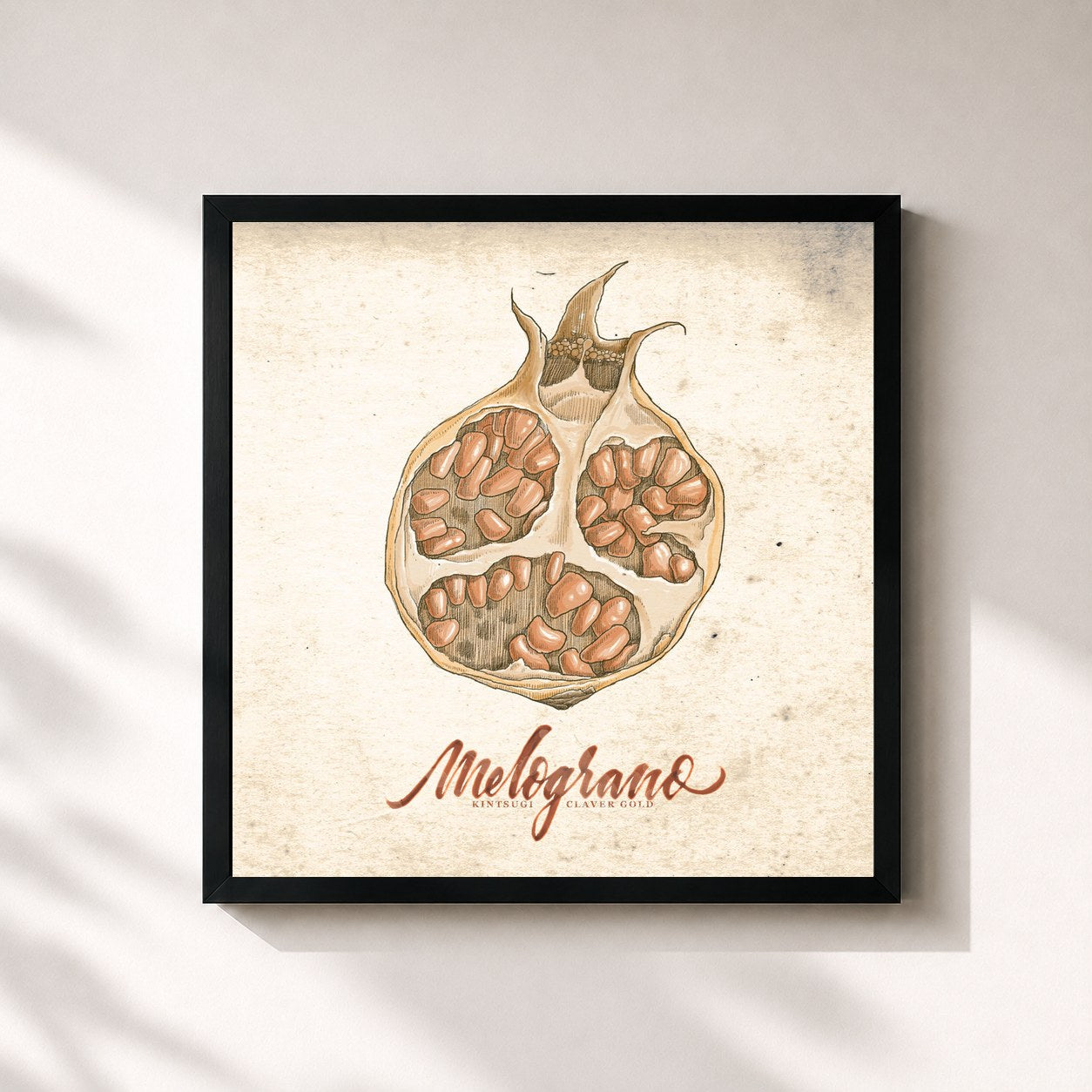 #noir Tableau carré de l'album Melograno de Claver Gold, cadre noir 32x32 cm