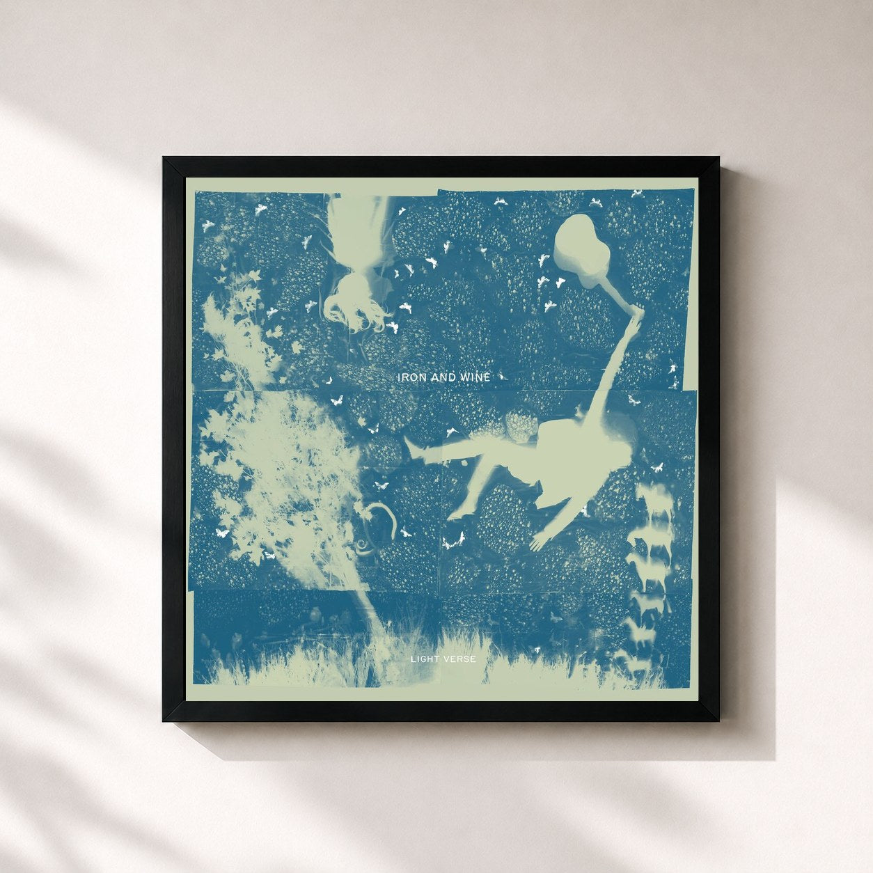 #noir Tableau carré de l'album Light Verse de Iron & Wine, cadre noir 32x32 cm