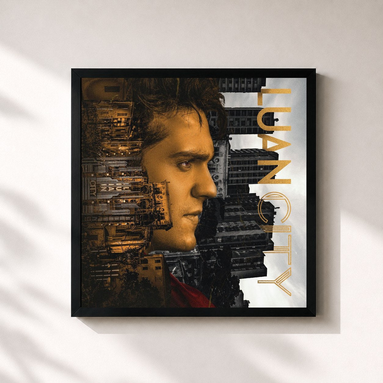#noir Tableau carré de l'album LUAN CITY de Luan Santana, cadre noir 32x32 cm