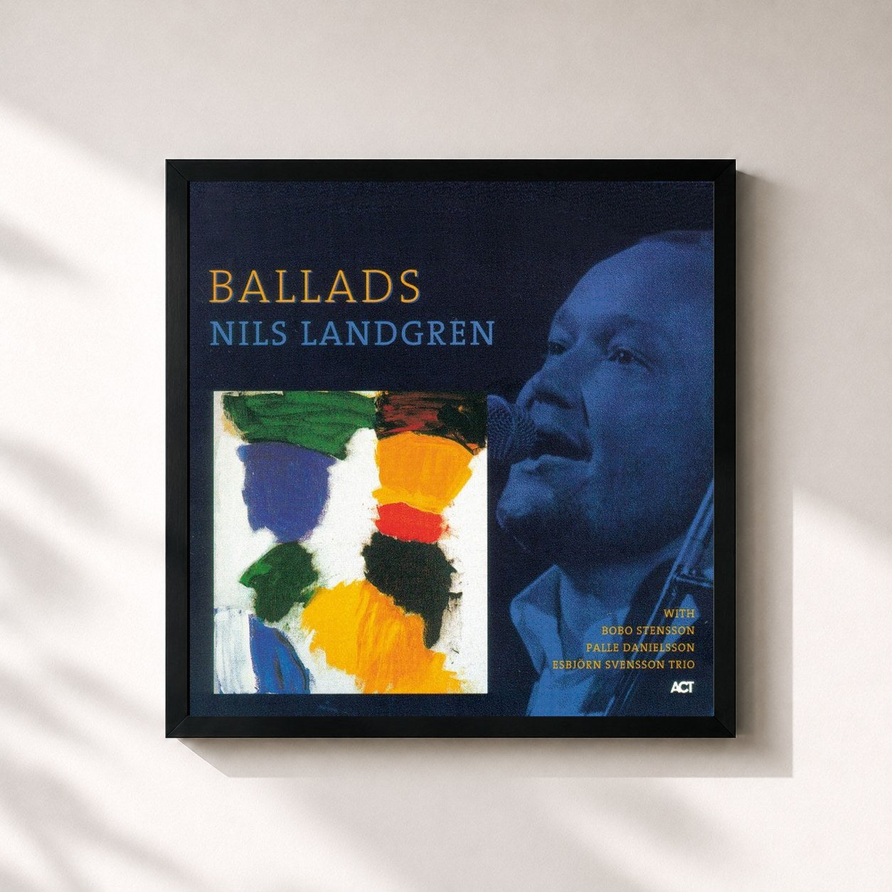 #noir Tableau carré de l'album Ballads de Nils Landgren, cadre noir 32x32 cm