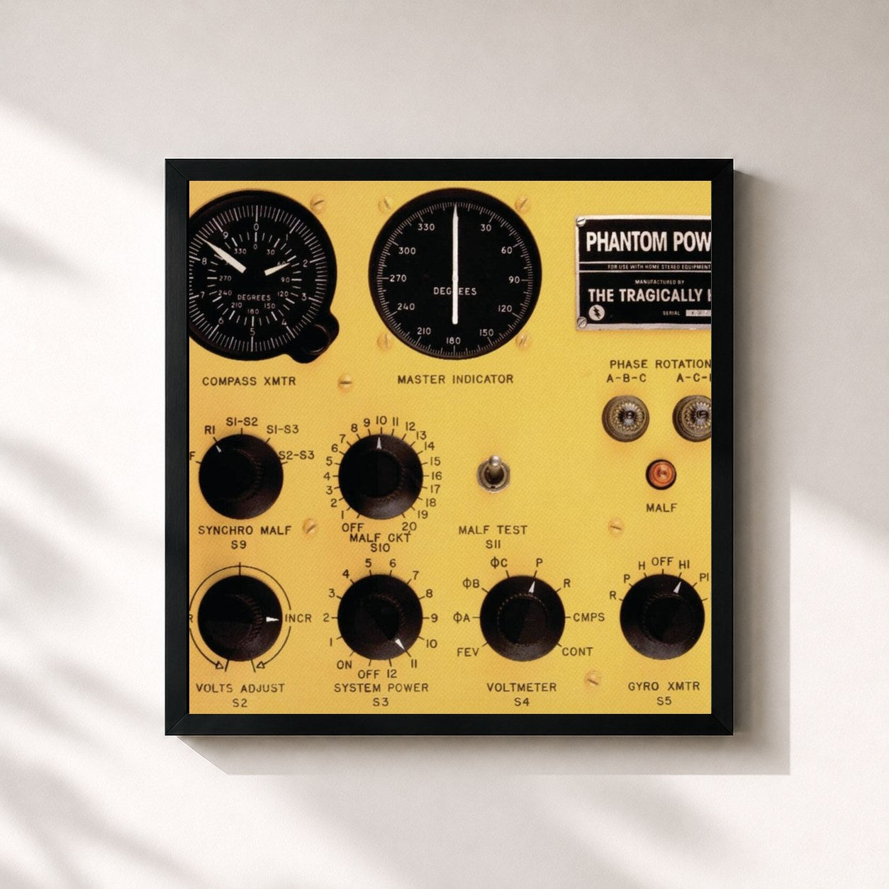 #noir Tableau carré de l'album Phantom Power de The Tragically Hip, cadre noir 32x32 cm