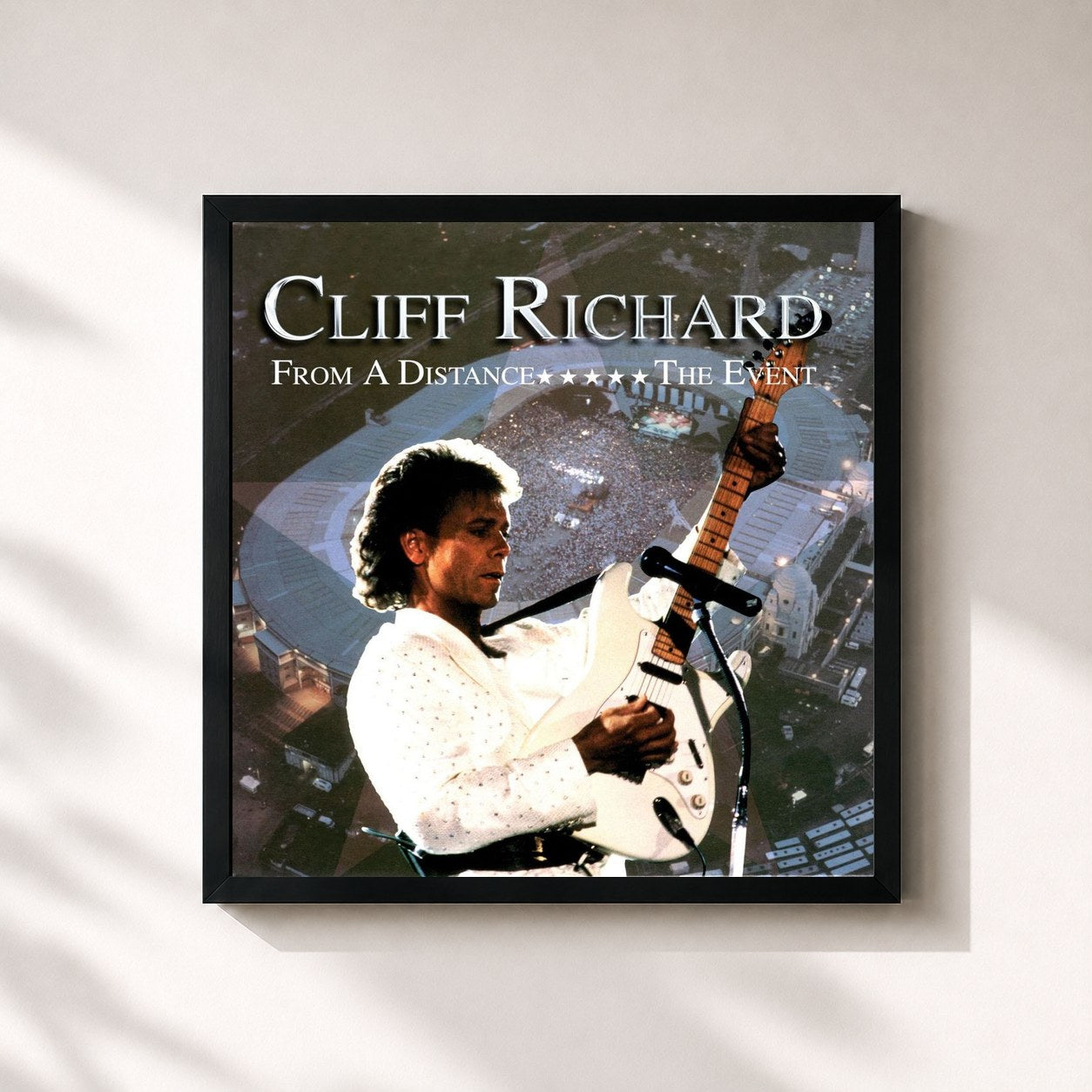 #noir Tableau carré de l'album The Event de Cliff Richard, cadre noir 32x32 cm