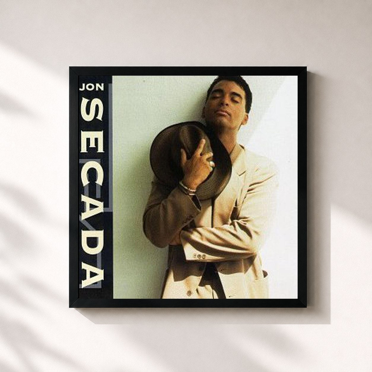 #noir Tableau carré de l'album Jon Secada de Jon Secada, cadre noir 32x32 cm