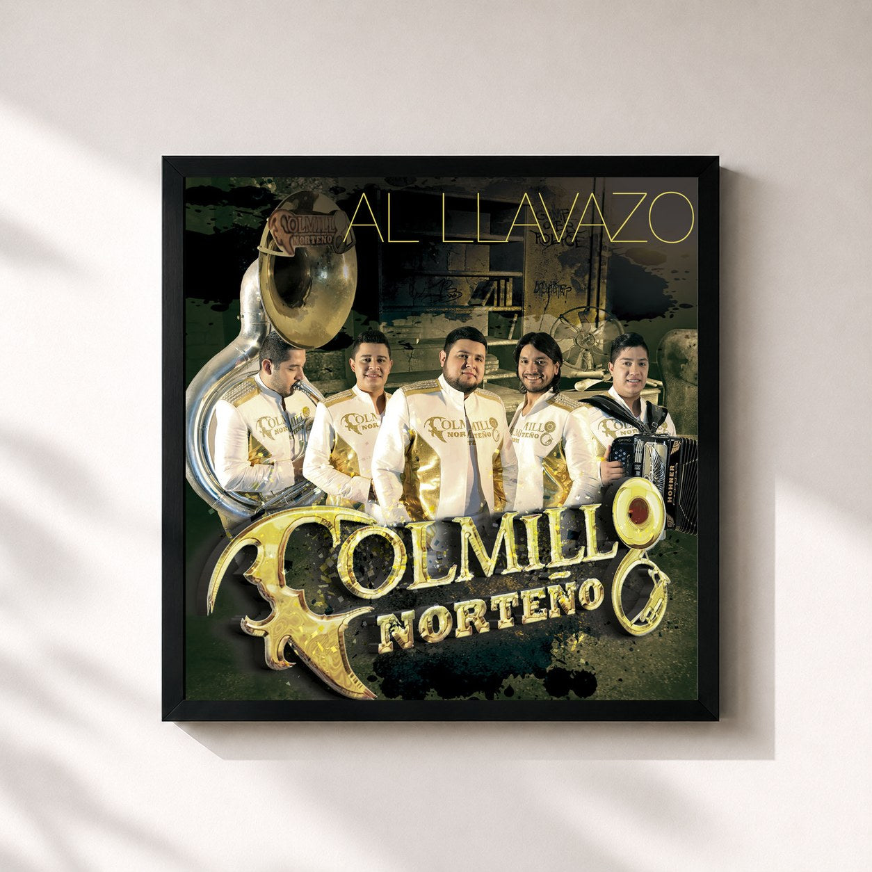 #noir Tableau carré de l'album Al Llavazo de Colmillo Norteño, cadre noir 32x32 cm