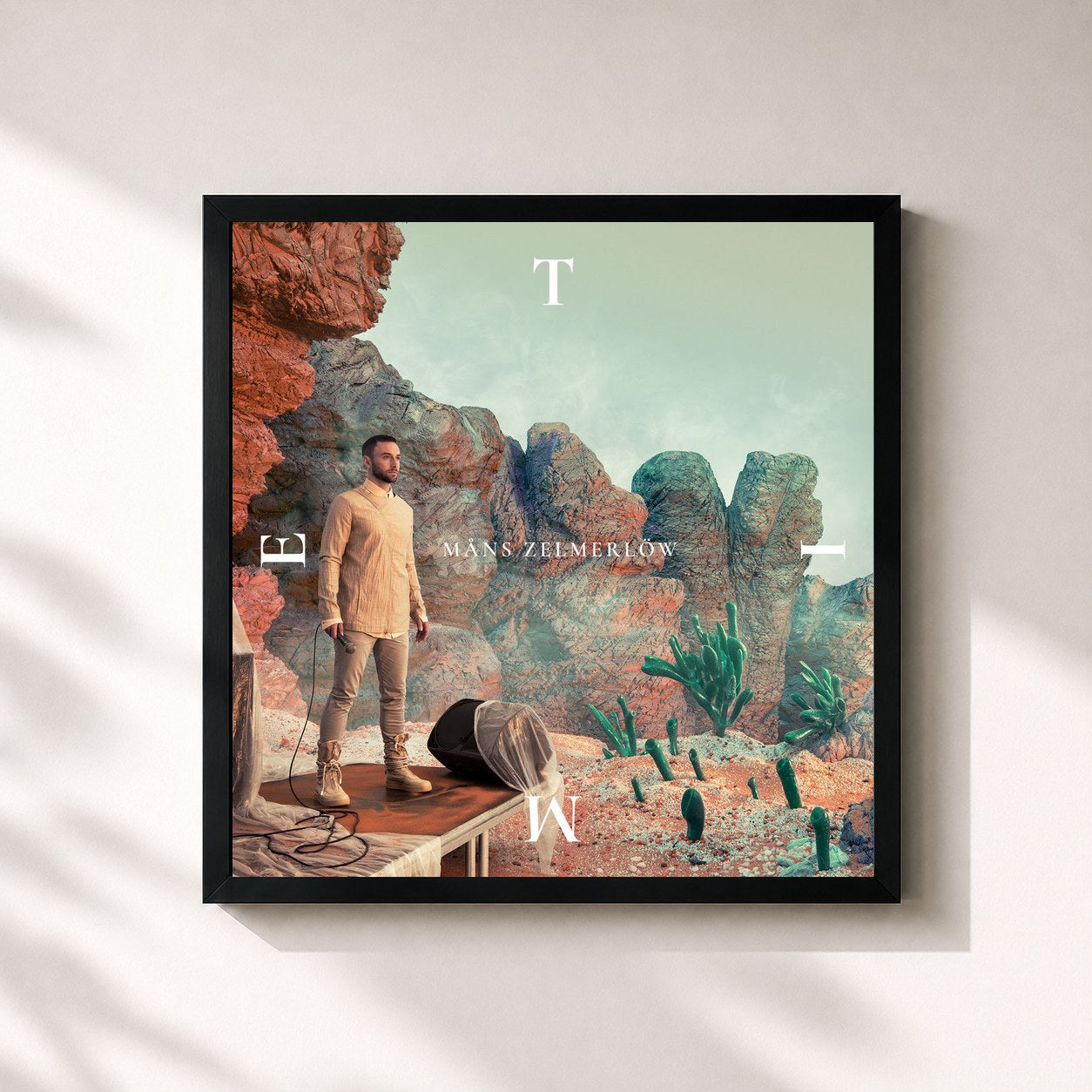 #noir Tableau carré de l'album TIME de Måns Zelmerlöw, cadre noir 32x32 cm