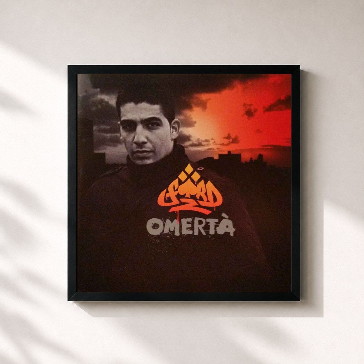 #noir Tableau carré de l'album Omerta de Fard, cadre noir 32x32 cm