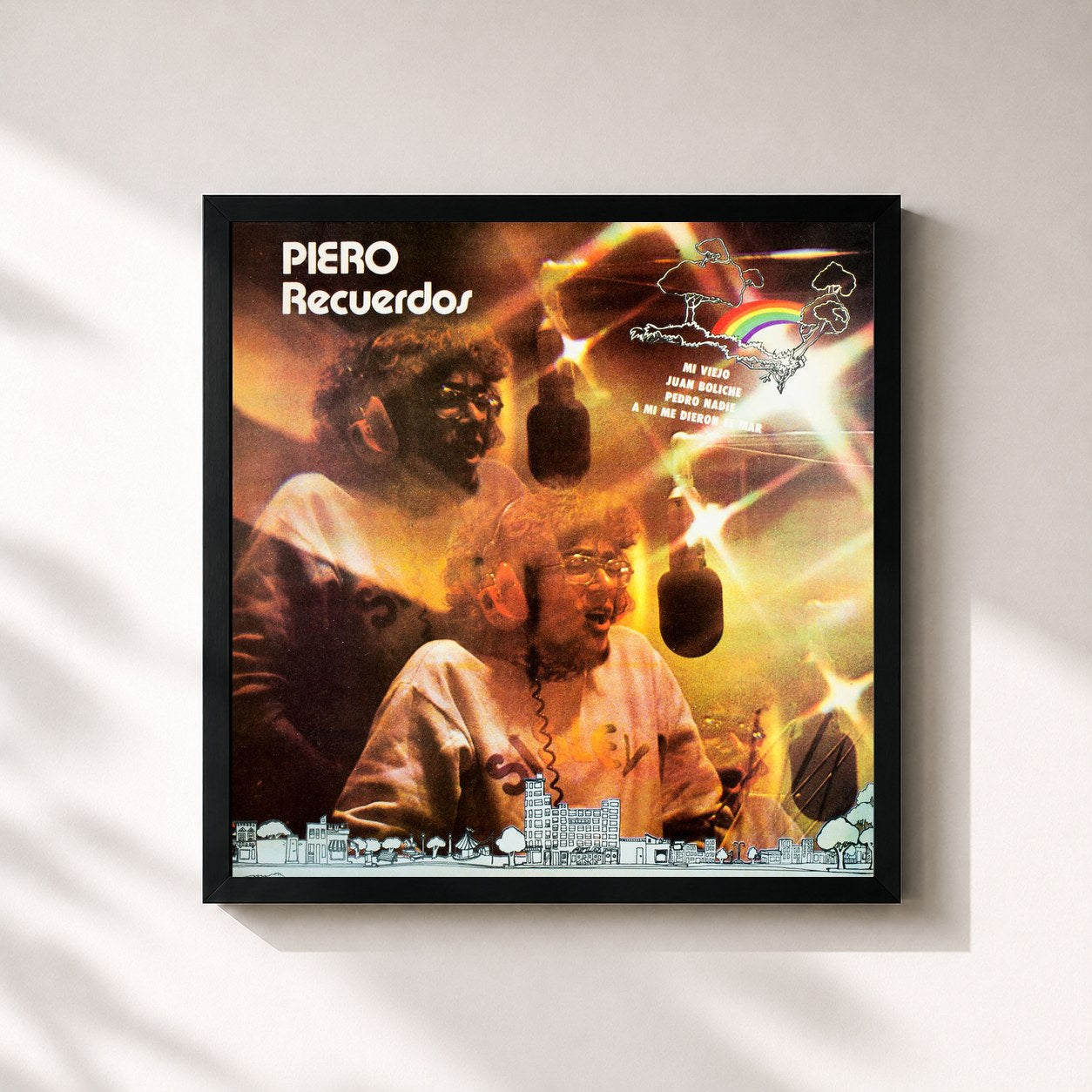 #noir Tableau carré de l'album Recuerdos de Piero, cadre noir 32x32 cm