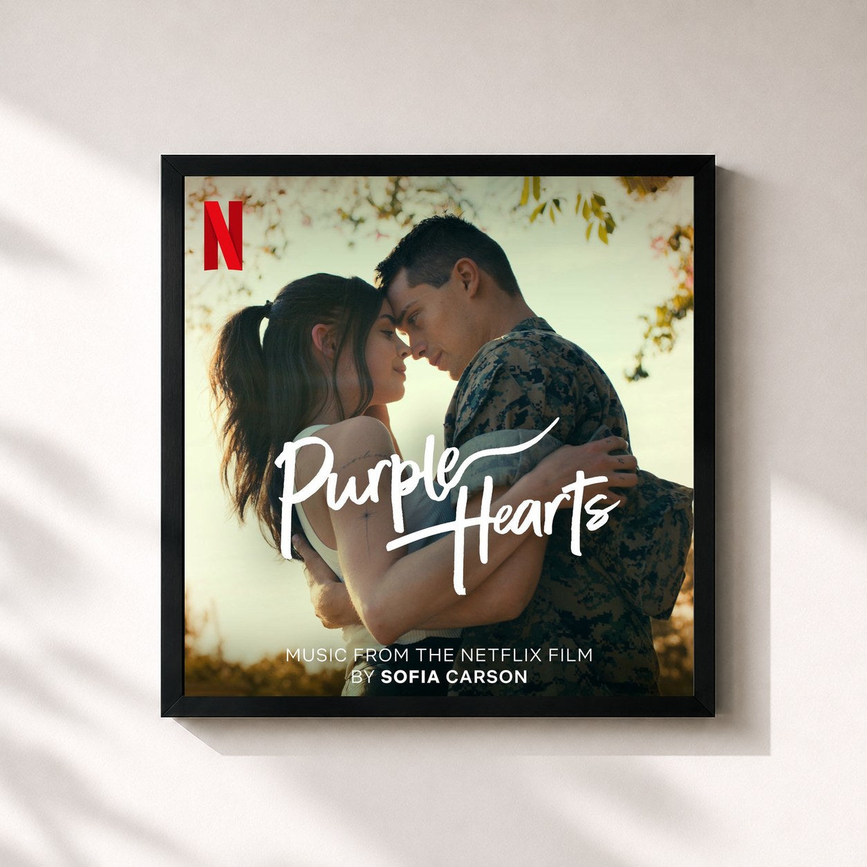 #noir Tableau carré de l'album Purple Hearts (Original Soundtrack) de Sofia Carson, cadre noir 32x32 cm